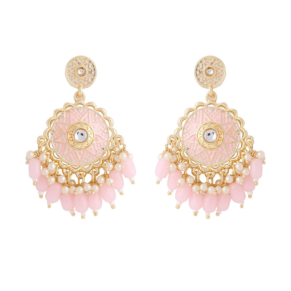 Buy Peacock design meenakari and dangle chandbali earrings for women (Baby  Pink) at Amazon.in