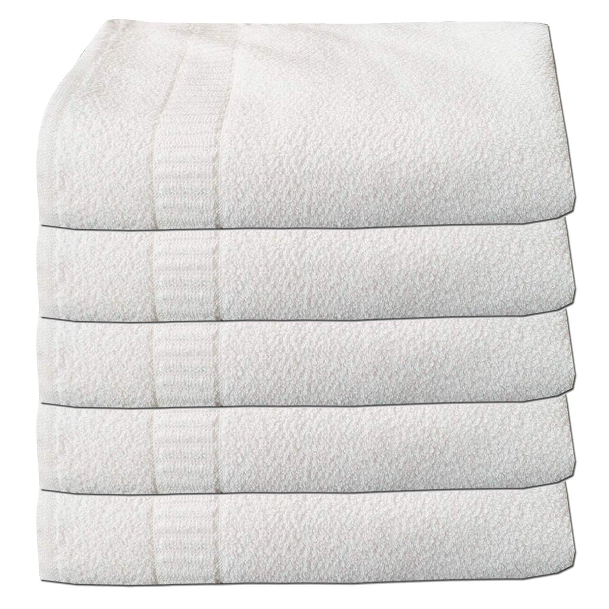 Kuber Industries 100% Cotton 5 Pieces Full Size Bath Towel 27" x 54" (White)-CTKTC024297