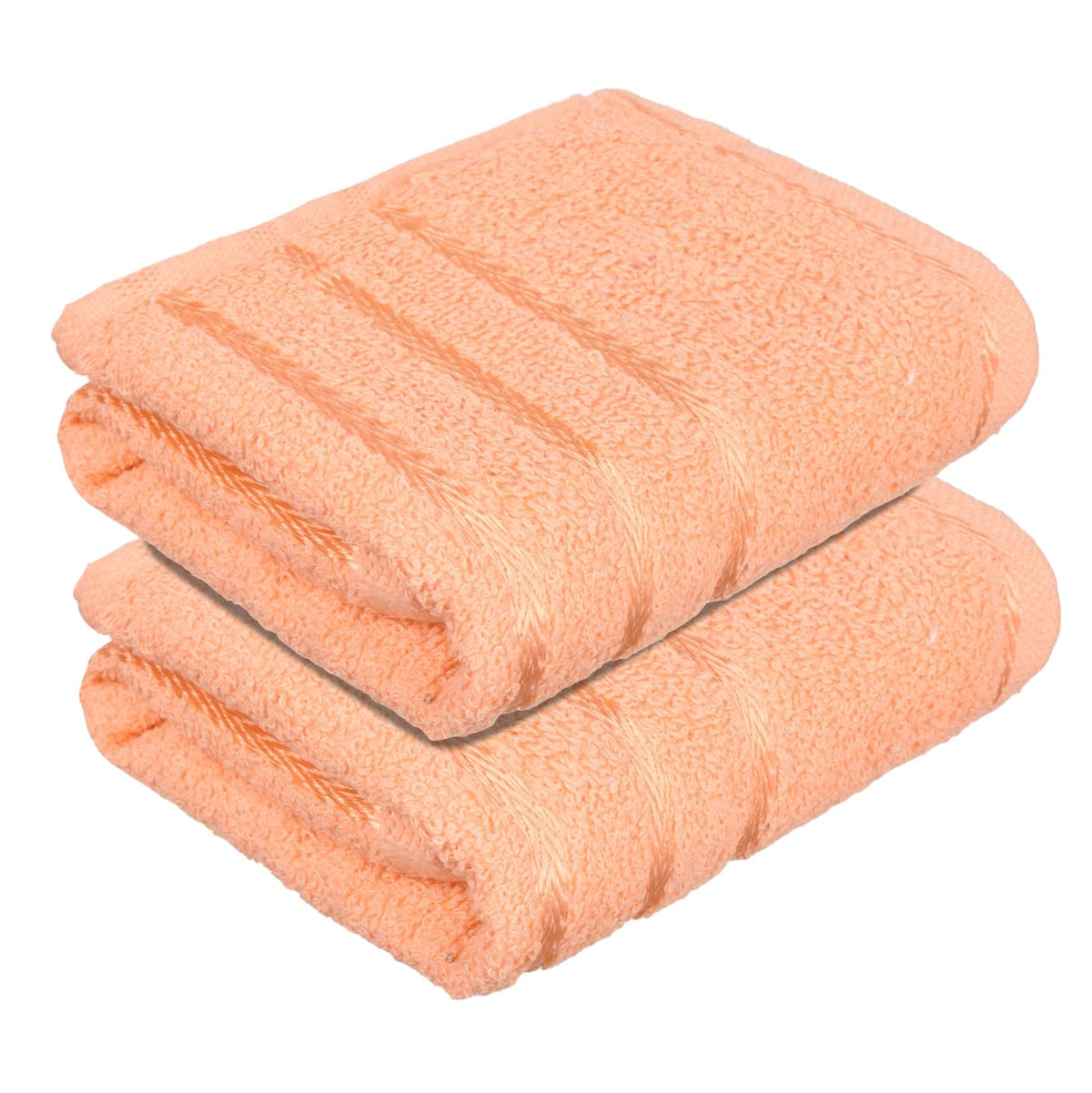 Kuber industries Face Towel | Towels for Facewash | Towels for Gym | Facewash for Travel | Towels for Daily use | Workout Hand Towel | Lining Design | 14x21 Inch | Pack of 2 | Peach