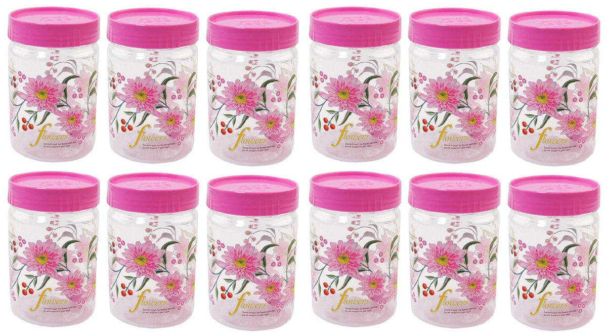 Kuber Industries 12 Piece Plastic Container Set, 1100ml, Pink