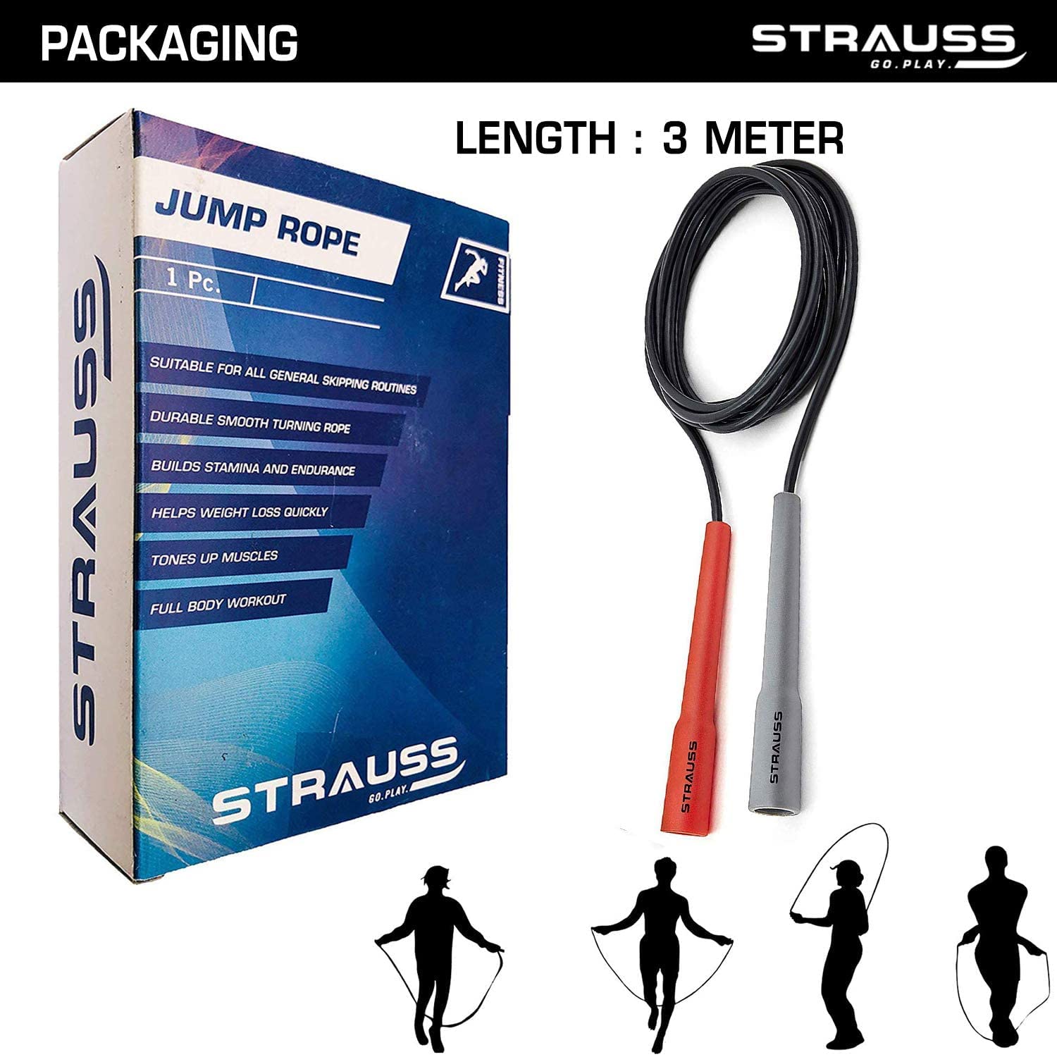 Adjustable Skipping/Jumping Rope| Ideal for Men, Women, Boys & Girls (Pack of 2)