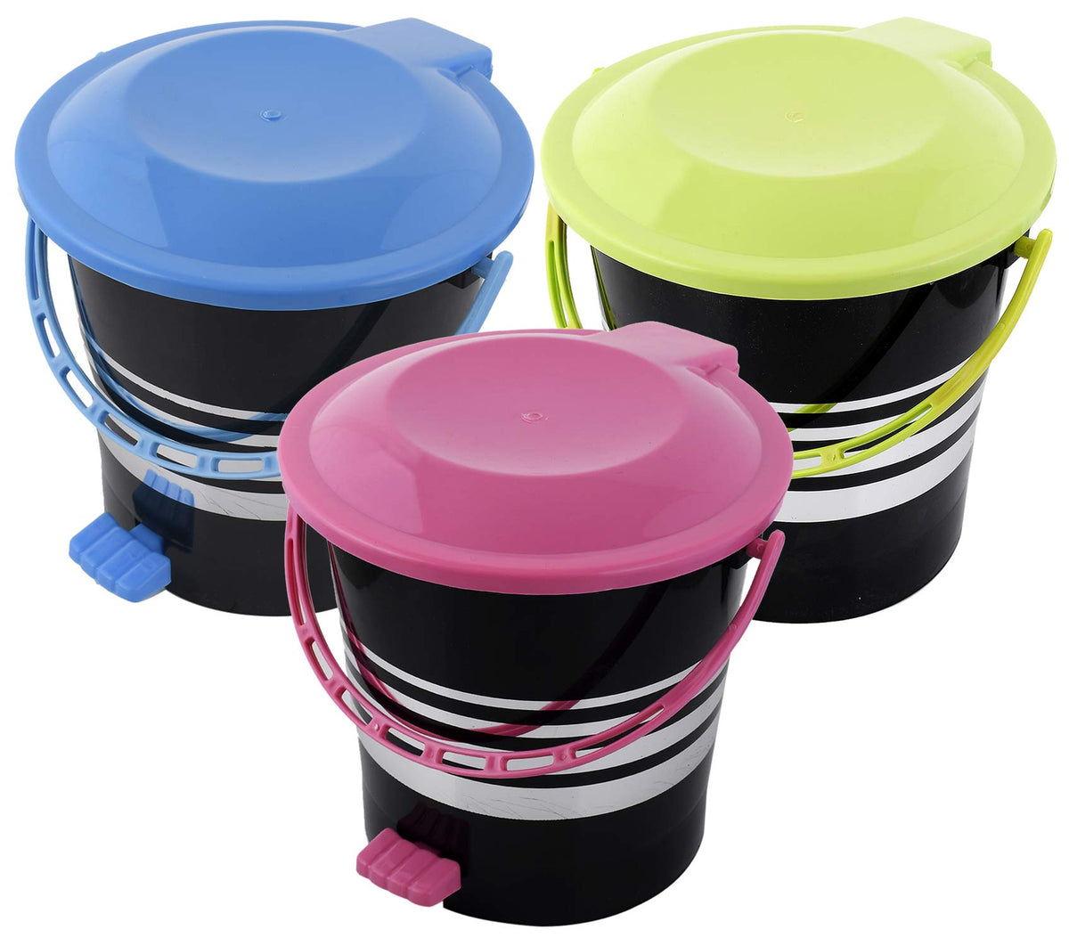 Kuber Industries 3 Pieces Plastic Dustbin Garbage Bin with Handle,5 Liters (Pink & Blue & Green) -CTKTC38004