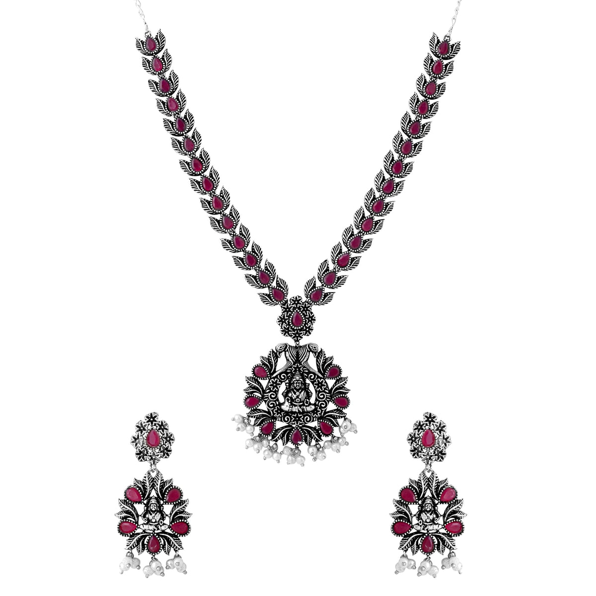 Yellow Chimes Necklace for Women and Girls Silver Oxidised Necklace for Women | Temple Designed Oxidised Silver Necklace for women | Birthday Gift for girls and women Anniversary Gift for Wife