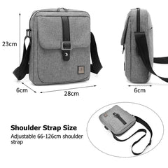 THE CLOWNFISH Single Shoulder Unisex Water Resistant Polyester 10.6 inch Tablet Bag Sling Bag with External USB Interface (Grey)