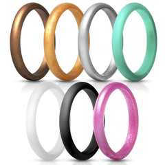 Yellow Chimes 7 Colors Unisex Thin and Stackable Silicone Rings Set for Women and Men
