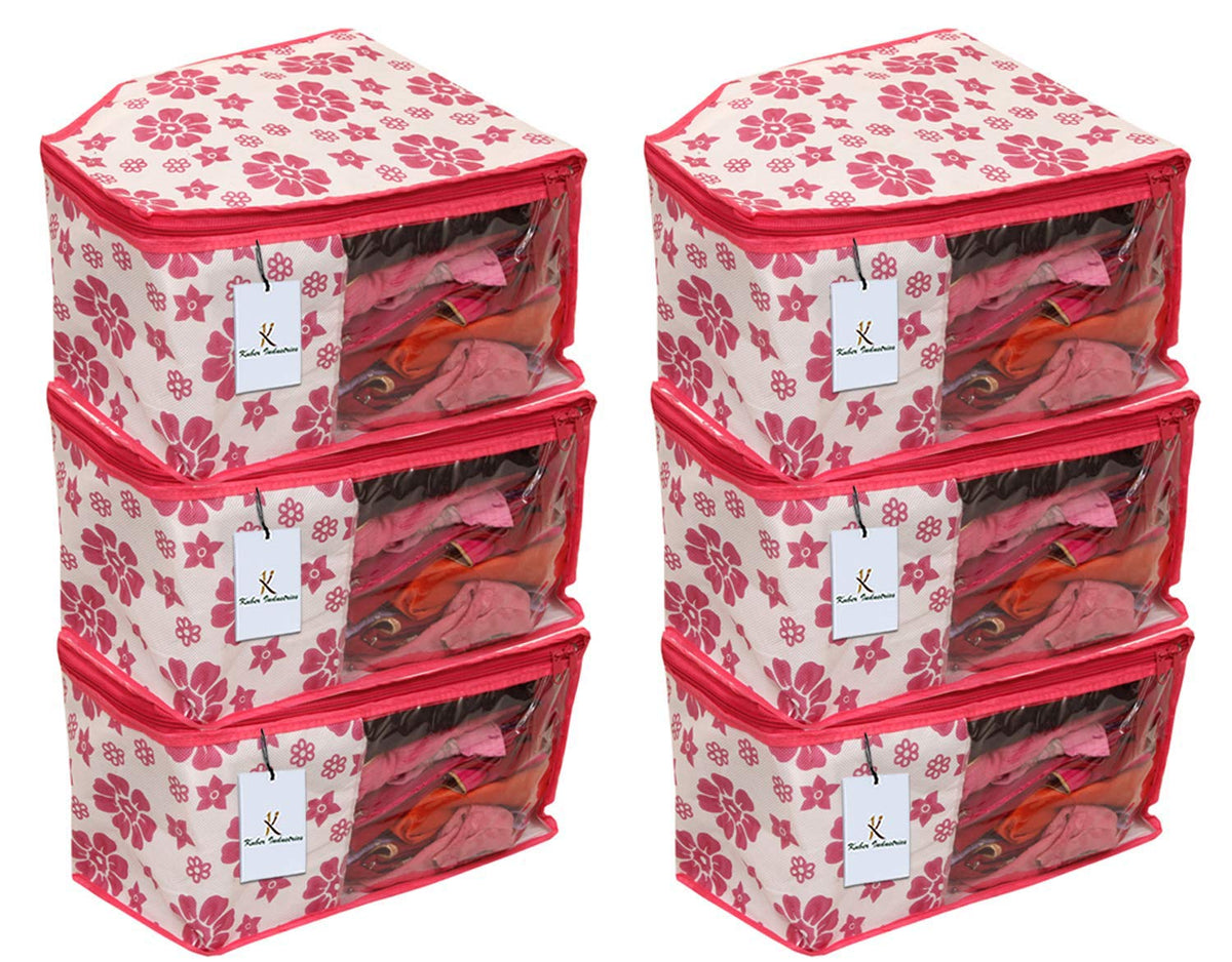 Kuber Industries 6 Piece Non Woven Blouse Cover Set, Pink (CTS00837)