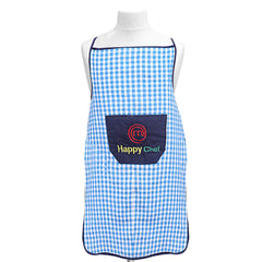Kuber Industries Checkered Design Cotton Waterproof Apron with Front Pocket (Blue), CTKTC13735 (CTKTC013735)