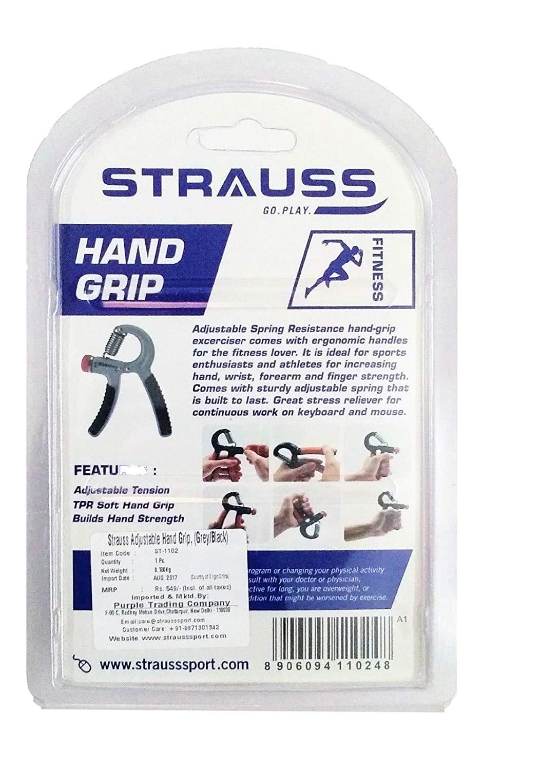 Strauss Adjustable Hand Grip| Adjustable Resistance (10KG - 40KG) | Hand/Power Gripper for Home & Gym Workouts | Perfect for Finger & Forearm Hand Exercises & Strength Building for Men & Women (Black/Green)