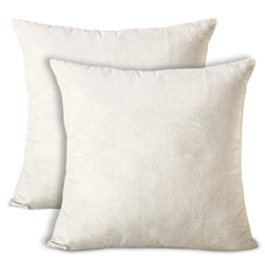 Encasa Homes Velvet Throw Pillow Cushion Covers 2 pc Set - Cream - 20 x 20 inch / 50 x 50 cm Solid Plain Dyed Soft & Smooth, Square Accent Decorative Pillowcase for Couch, Sofa, Chair, Bed & Home