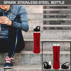 Strauss Spark Stainless-Steel Bottle, 750ml Metal Finish Red