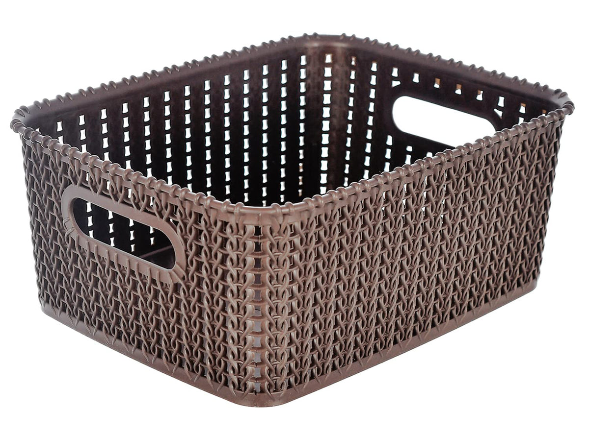 Heart Home Multiuses Large M 20 Plastic Tray/Basket/Organizer Without Lid (Brown)