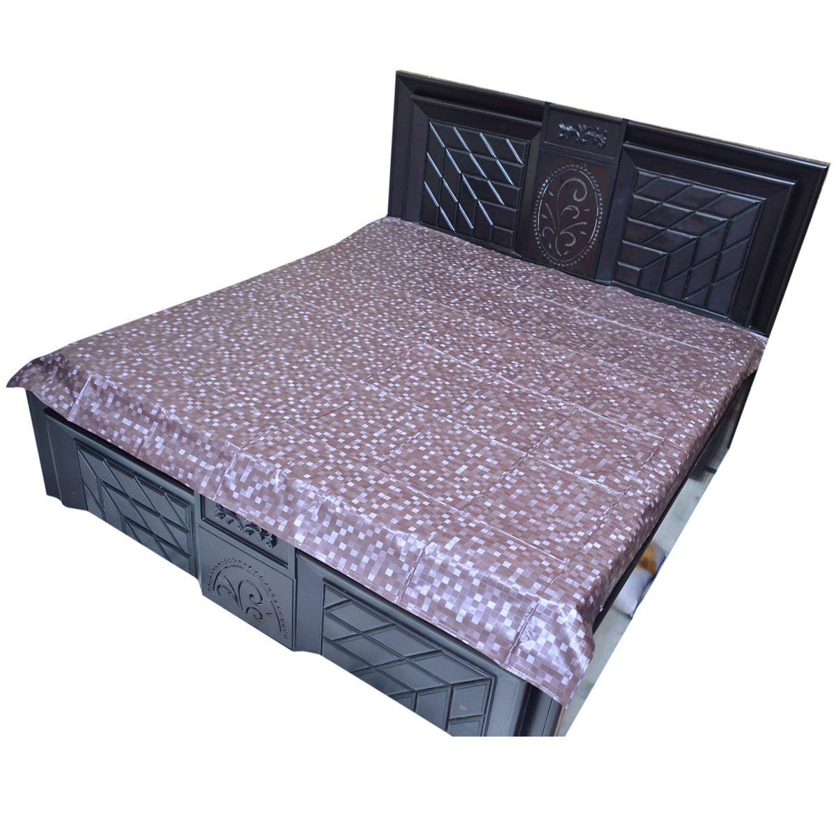 Kuber Industries PVC Waterproof and Dust Proof Double Bed Mattress Protector, Non-Toxic Bed Protector, Mattresses Cover, 78"x78" Inch (Brown)-HS_38_KUBMART21473