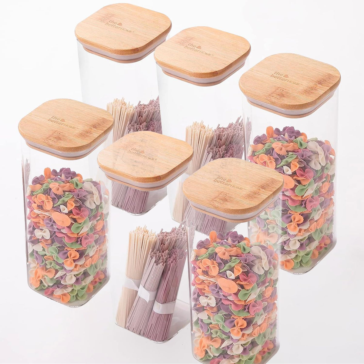 The Better Home Borosilicate Rectangular Glass Jar for Kitchen Storage | Kitchen Container Set and Storage Box, Glass Container with Lid | Air Tight Containers for Kitchen Storage (Pack of 6 (1000ml))