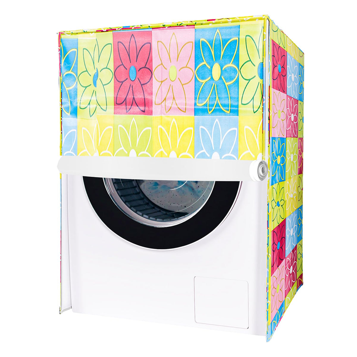 Kuber Industries Washing Machine Cover | Yellow & Check Print Washing Machine Cover | PVC | Front Load Washing Machine Cover | Multi