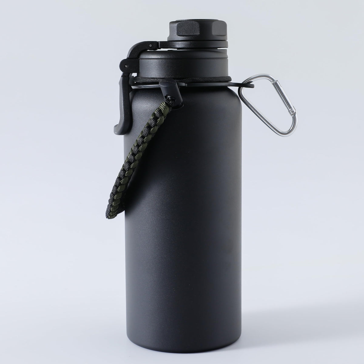 UMAI Stainless Steel Water Bottle|Vacuum Insulated Flask Water Bottles with Rope and Carabiner for Outdoor Adventures, Fitness Activities, Daily Commute|Hot and Cold Water Bottle | 960ml | Black