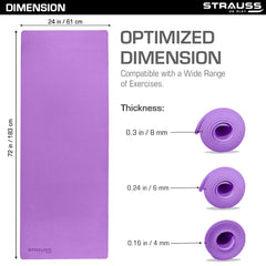 Strauss Anti Skid EVA Yoga Mat with Carry Bag, 4mm, (Purple)