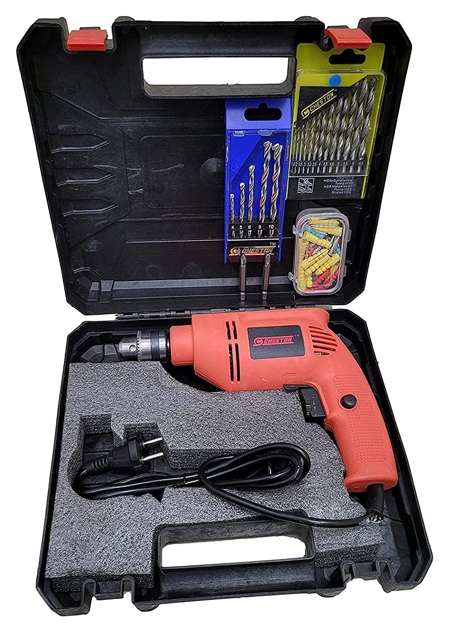 Cheston Drill Machine With Combo 80 Box, Chuck capacity : 10 mm || Speed : 0-2600 rpm || Wattage: 400 Watts