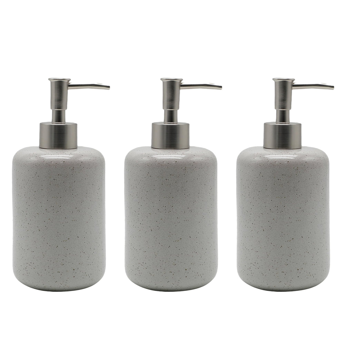 Anko 400 mL Glossy Grey Liquid Soap Dispenser for Bathroom | Set of 3 | Ceramic Handwash dispenser with Pump | Handwash Bottle | Soap Dispenser for Wash Basin | Kitchen Liquid Dispenser