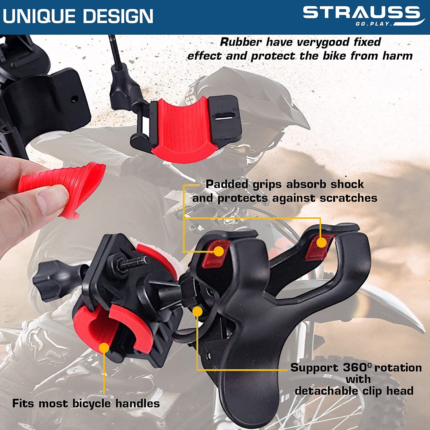 Strauss Cycle Mobile Phone Holder with Mount Bracket (Black) and Mobile  Holder (Black)