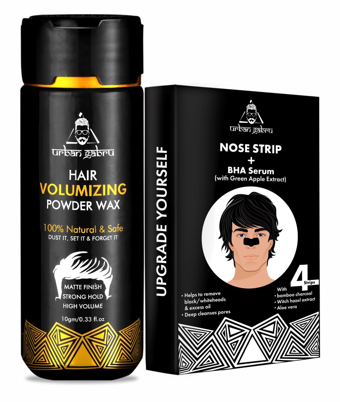 Urbangabru Hair Volumizing Powder 10 GM & Nose Strips + BHA Serum - Men's Grooming Combo Kit