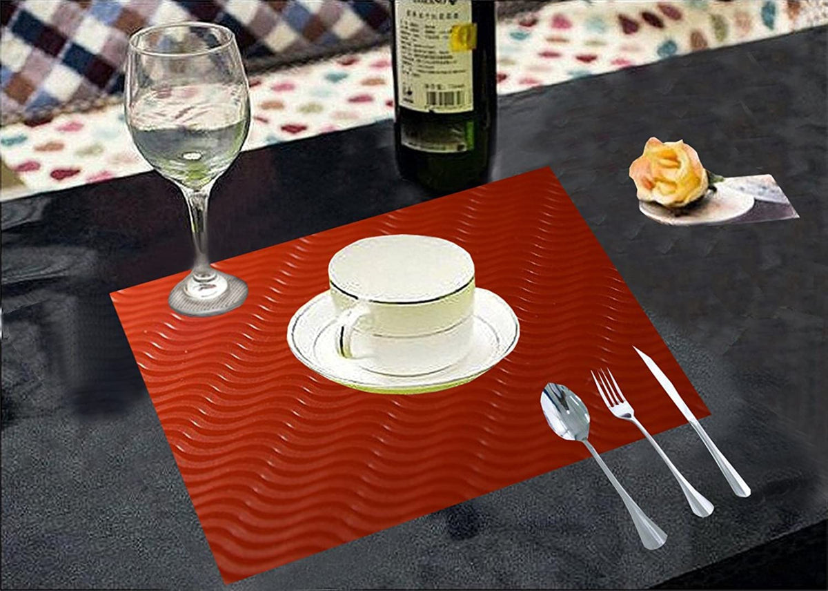 Kuber Industries PVC 6 Piece Placemat Set - Red