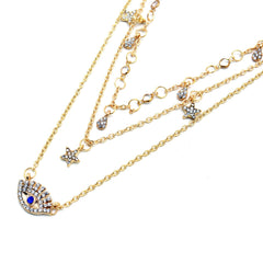 Joker & Witch Bella Evil Eye Layered Metal Alloy Base Metal Golden Necklace for Wome