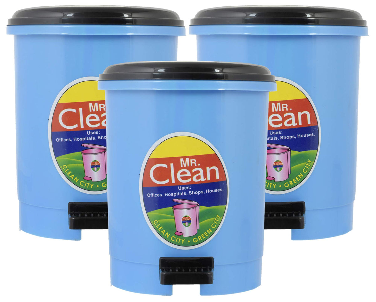 Kuber Industries 3 Pieces Table Top Desk Garbage Dustbin Trash for Office Home Work Place,2 LTR(Blue)