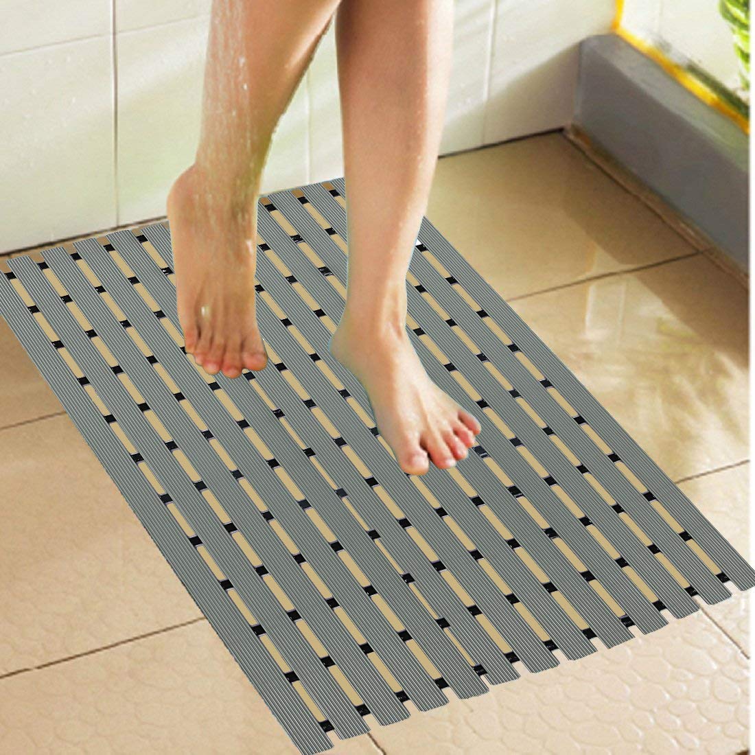 Kuber Industries Hard Plastic Anti Skid Bath Mat 18x23.5 (Green) -CTKTC8566