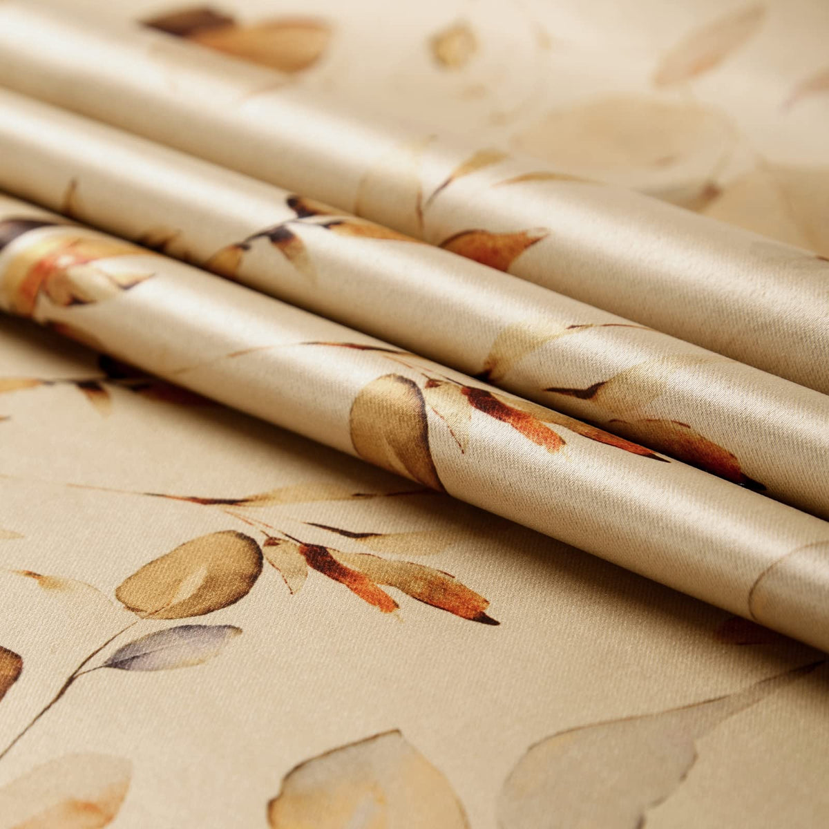 Encasa Homes Blackout Polyester Fabric - by The Meter - 100 x 117 cm - Floral Digital Print - L1 Gold - Blocks Light, Sound & Heat - Perfect for Blackout Blinds, Door Curtains, Window Panel Drapes