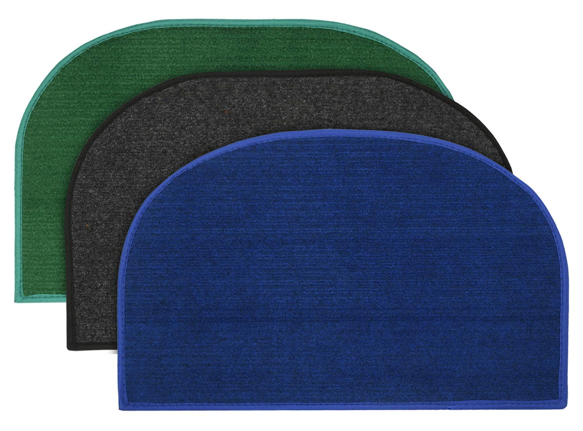 Kuber Industries D-Shape Durable Microfiber Door Mat, Heavy Duty Doormat,(Set of 3, 14'' x 23'', Green & Grey & Blue)-KUBMART12227