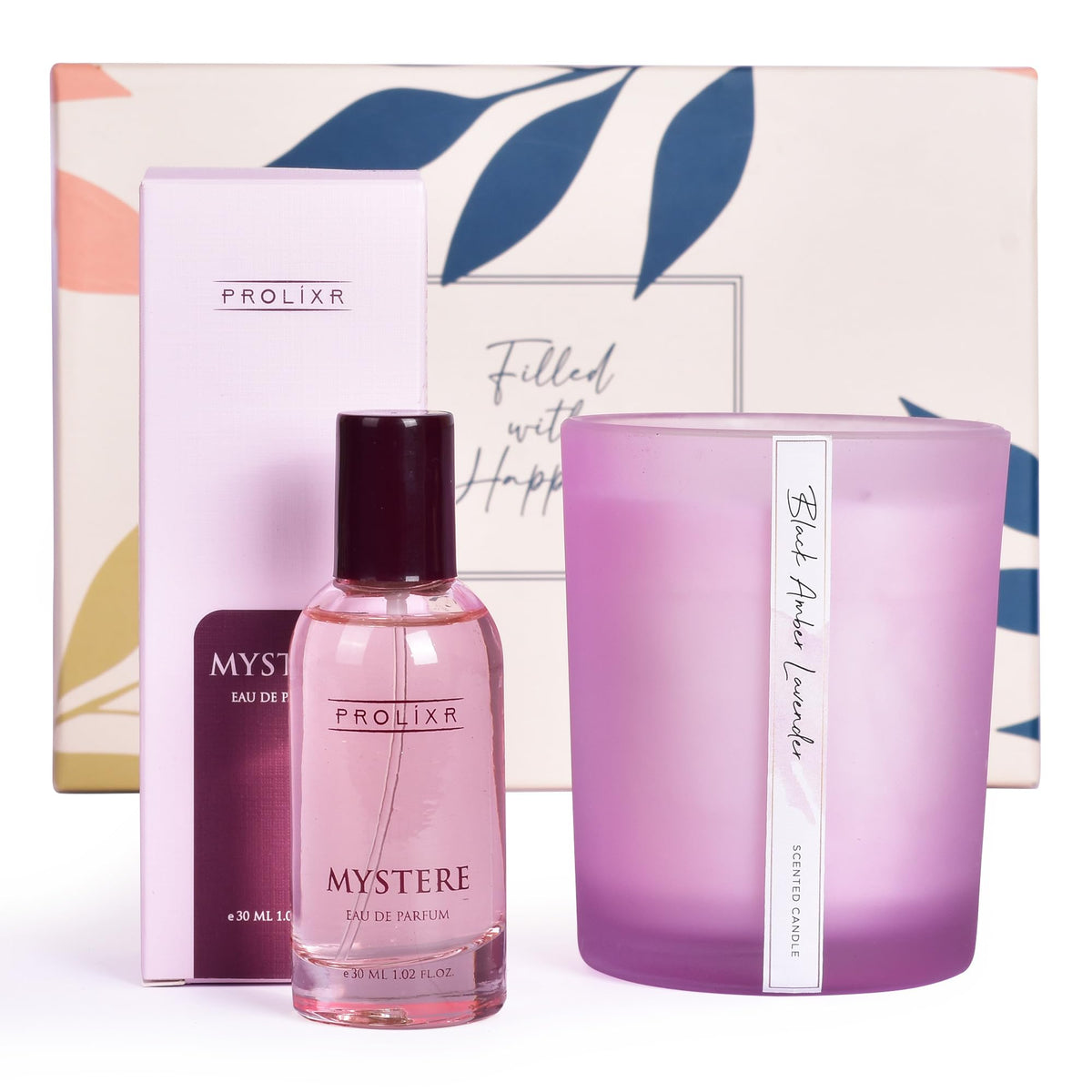 Gleevers Birthday Gift for Women|Gift Box Pack of 2 with Perfume(30 ml) & Candle (Lavender,250gm) |Anniversary Gift for Wife, Valentine Gift for Girlfriend, Birthday Gift for Mother