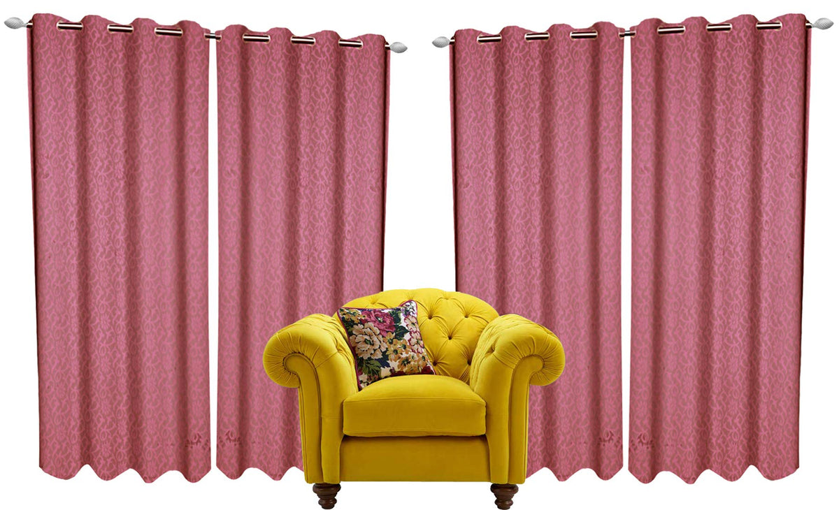 Kuber Industries Cotton 6 Pieces 7 Feet Eyelet Door Curtain (Pink) - CTKTC22168