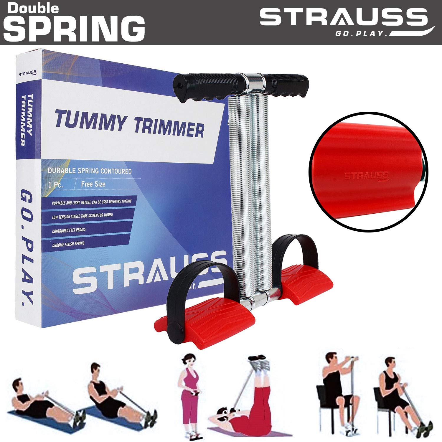 Strauss X- Shape Yoga Chest Expander | Ideal for Yoga, Gym, Home Workout |  Premium Natural Latex, Lightweight, Soft & Comfortable Handle | 8 Shape