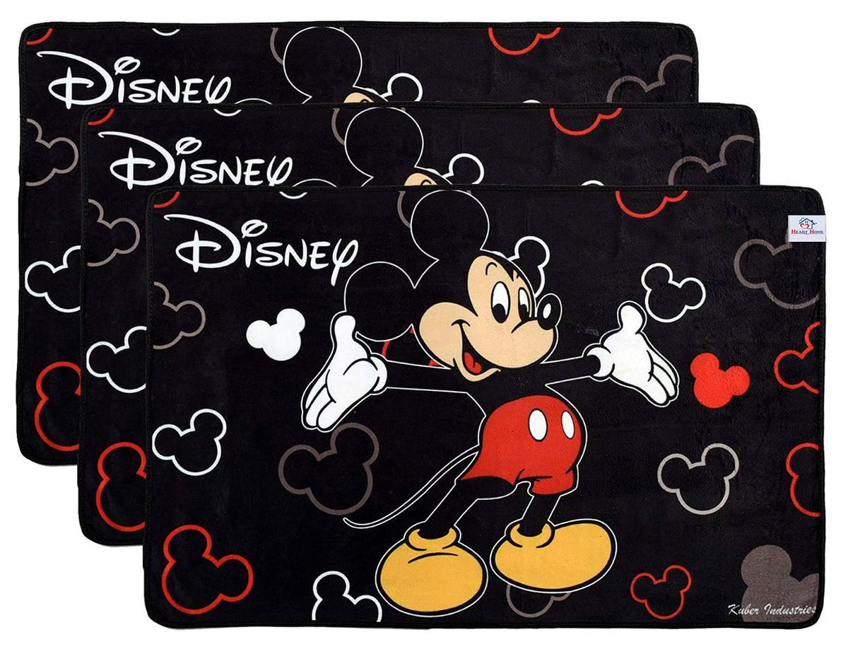 Heart Home Disney Printed Anti-Slip Durable Rubber Door Mat, Welcome Mat for Entryway,Patio,Garage, Outdoor, 23"x15"- Pack of 3 (Black)