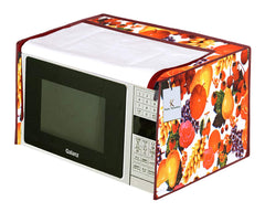 Kuber Industries Fruits Design PVC Microwave Oven Full Closure Cover for 25 Litre (White & Maroon) CTKTC33243