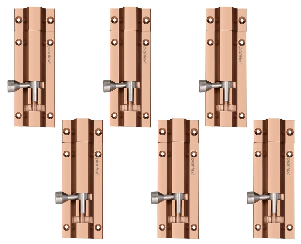 Plantex 4-inches Long Latch Lock for Door and Windows - Rose Golden(Pack of 6)