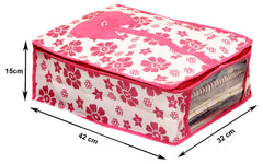 Kuber Industries Flower Printed Shirts & Clothing Organizer With Clear Window (Pink)-HS43KUBMART26185