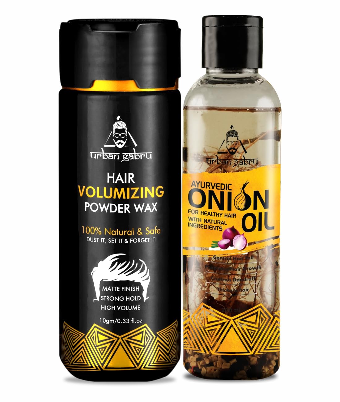 Urbangabru Hair Volumizing Powder 10 GM & Ayurvedic Onion Oil 200 ML - Men's Grooming Combo Kit