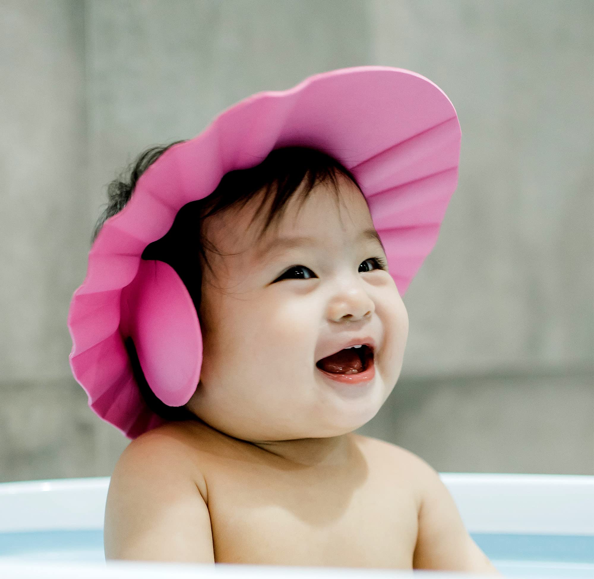Kuber Industries Eva Foam Soft Adjustable Bath Cap for Toddler/Baby/Kids|Soft & Flexible Material|Size 30 x 28 CM (Pink)-HS_38_KUBMART21347