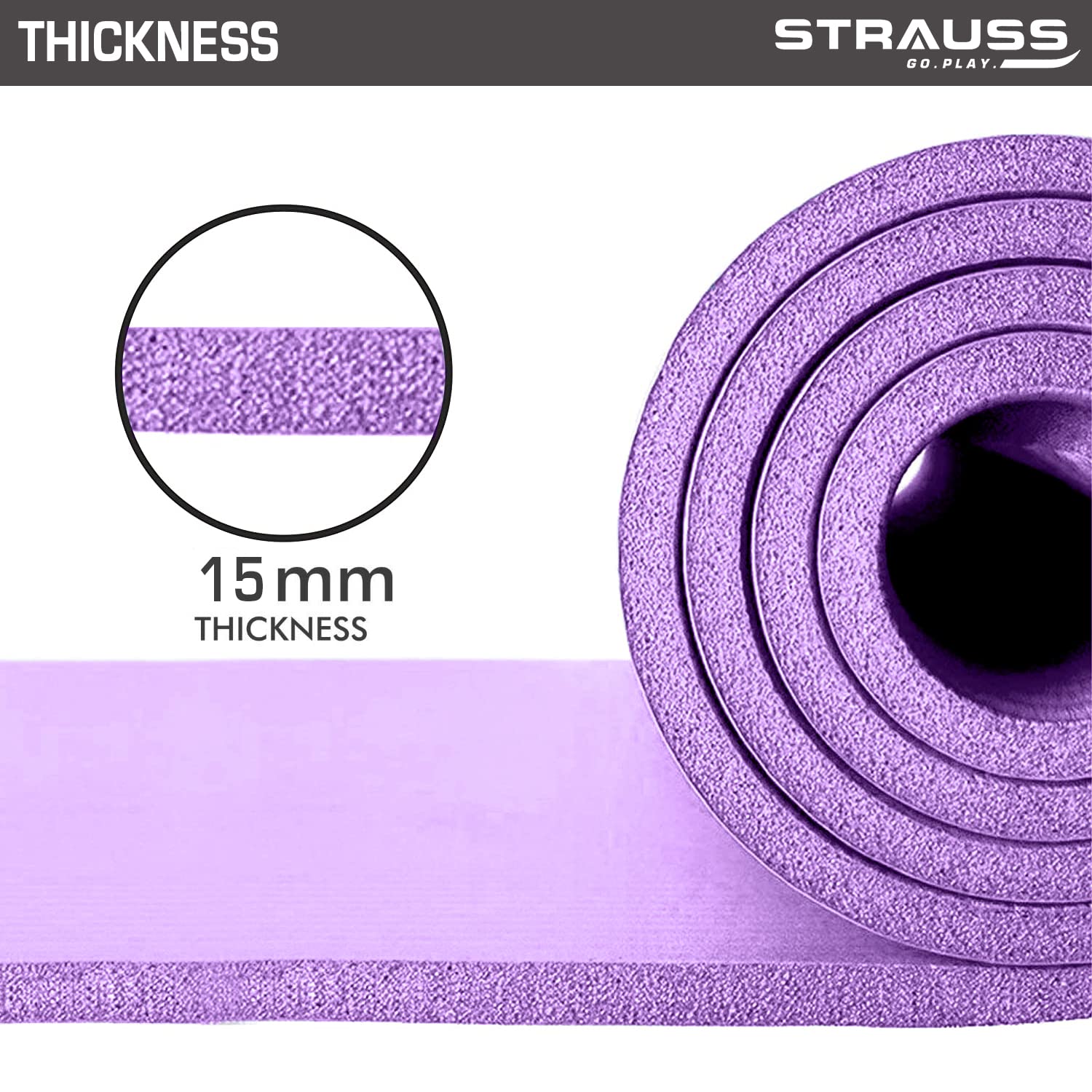 Strauss Extra Thick Yoga Mat for men & Women with Carry Strap