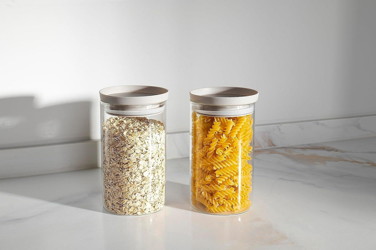 USHA SHRIRAM Food Storage Conatiner with Airtight Lid | Borosilicate Glass Container For Kitchen Storage Set| Glass Container With Lid For Fridge Storage| Borosilicate Bowl (2 Pcs - 1L each)