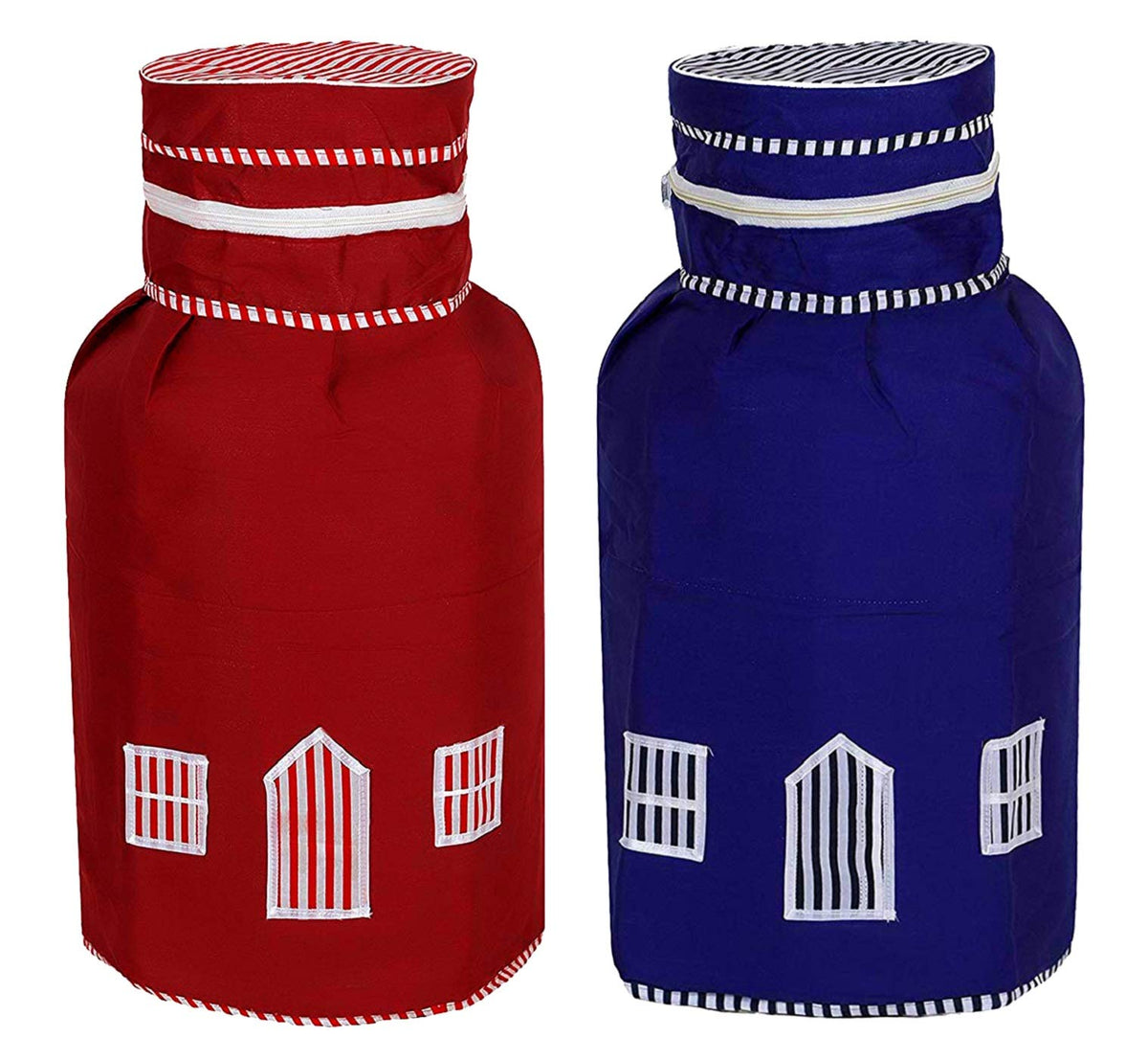 Kuber Industries 2 Pieces Cotton Dust-Water Proof LPG Gas Cylinder Cover (Red & Blue) - CTKTC40753