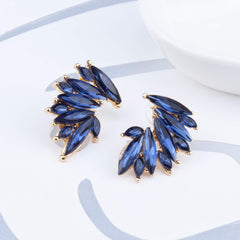 Yellow Chimes Elegant Gold Plated Crystal Clip-On Stud Earrings for Women and Girls (Blue)