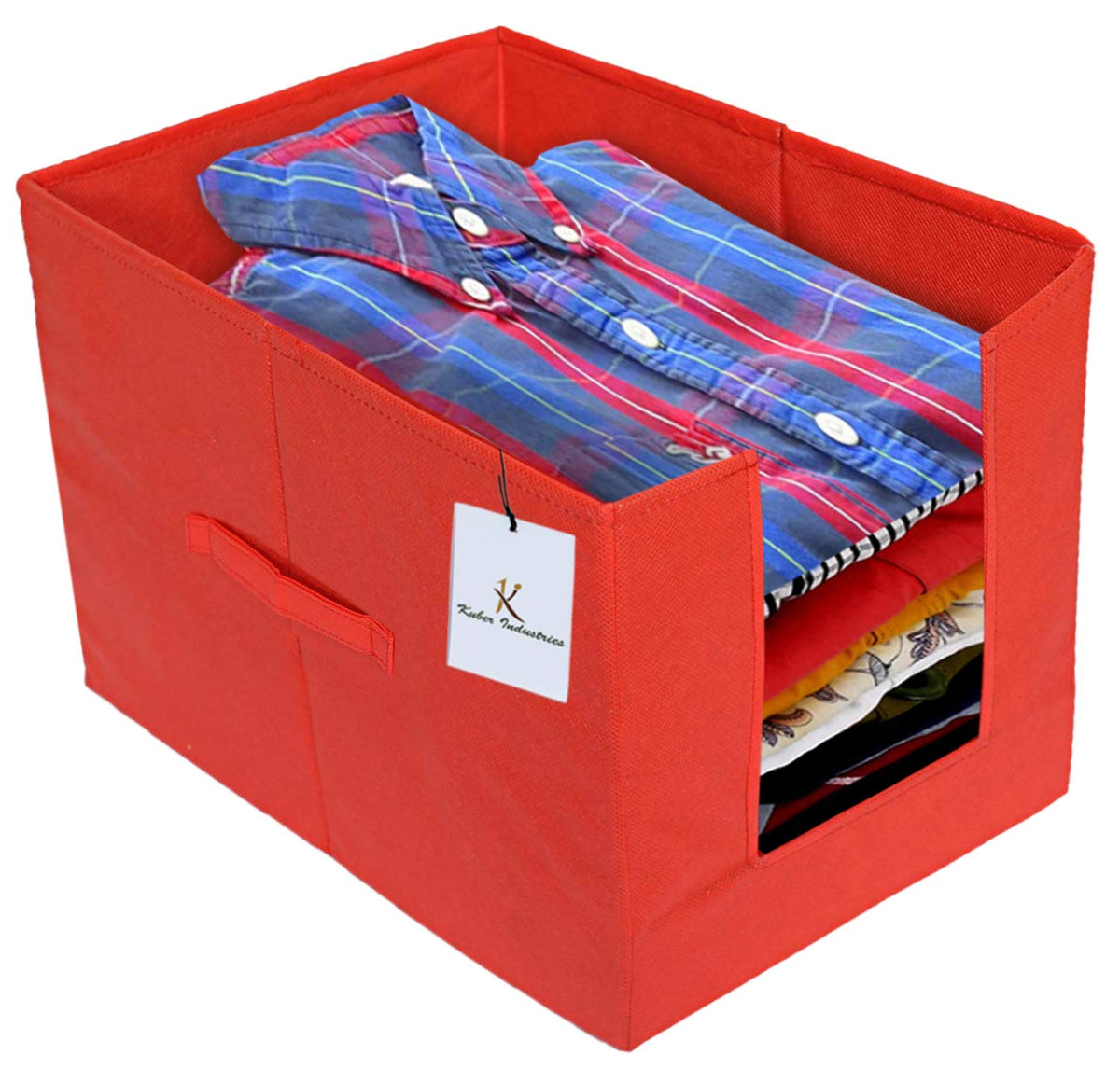 Kuber Industries Non Woven Shirt Stacker/Shirt Organizer Wardrobe Organizer (Red)-KUBMART2893