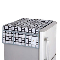Kuber Industries Checkered Design PVC Fridge/Refrigerator Top Cover (Grey) CTKTC33849
