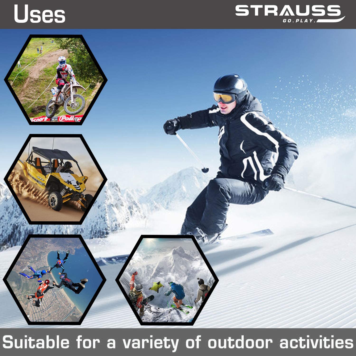 Strauss Offroad Motorcycle/Bike Goggle (Black)