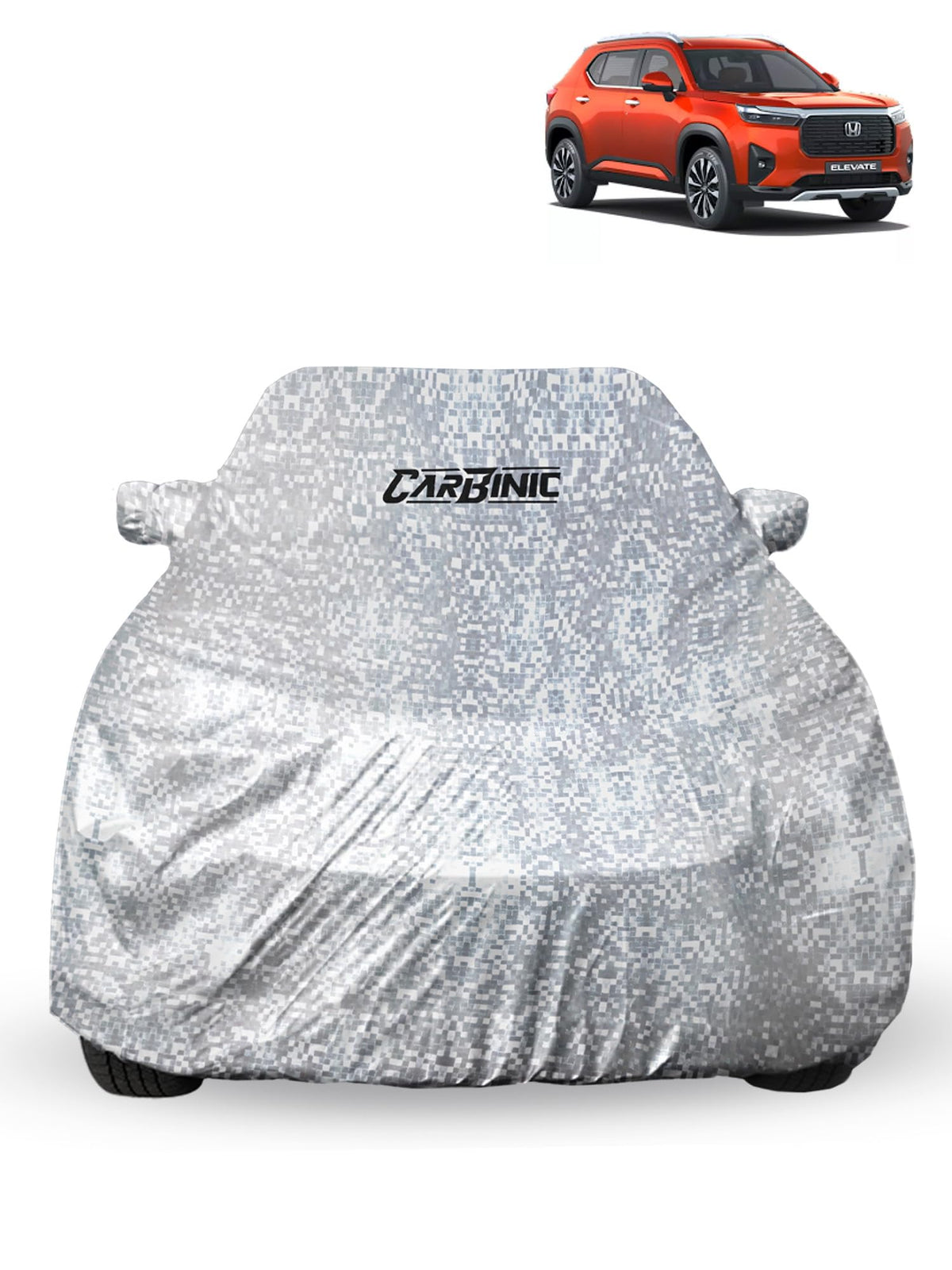 CARBINIC Car Cover for Honda Elevate2023 Waterproof (Tested) and Dustproof Custom Fit UV Heat Resistant Outdoor Protection with Triple Stitched Fully Elastic Surface | Silver with Pockets