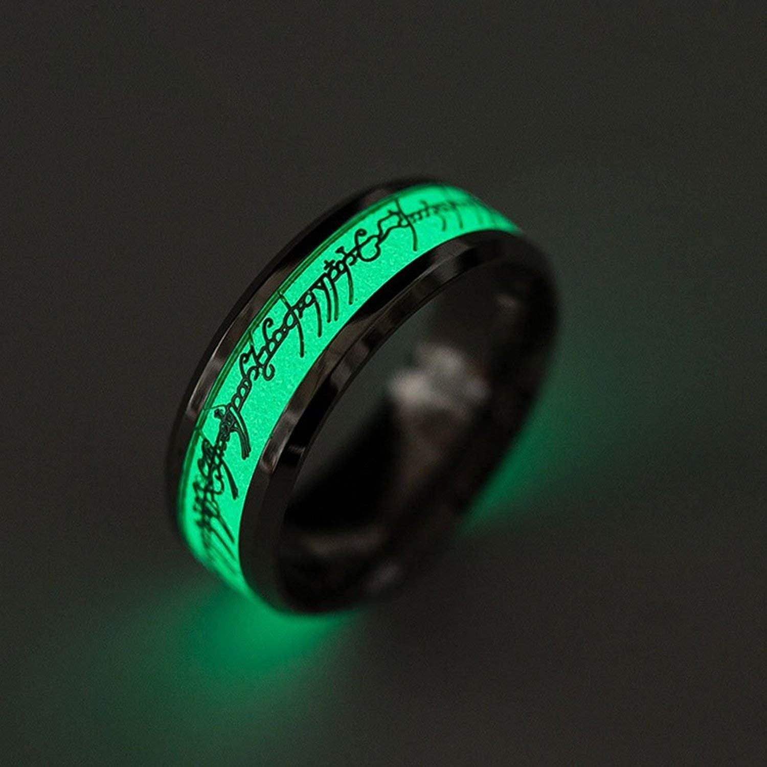 Yellow Chimes Glow-in-Dark Lord of The Ring Steel Ring for Men & Women