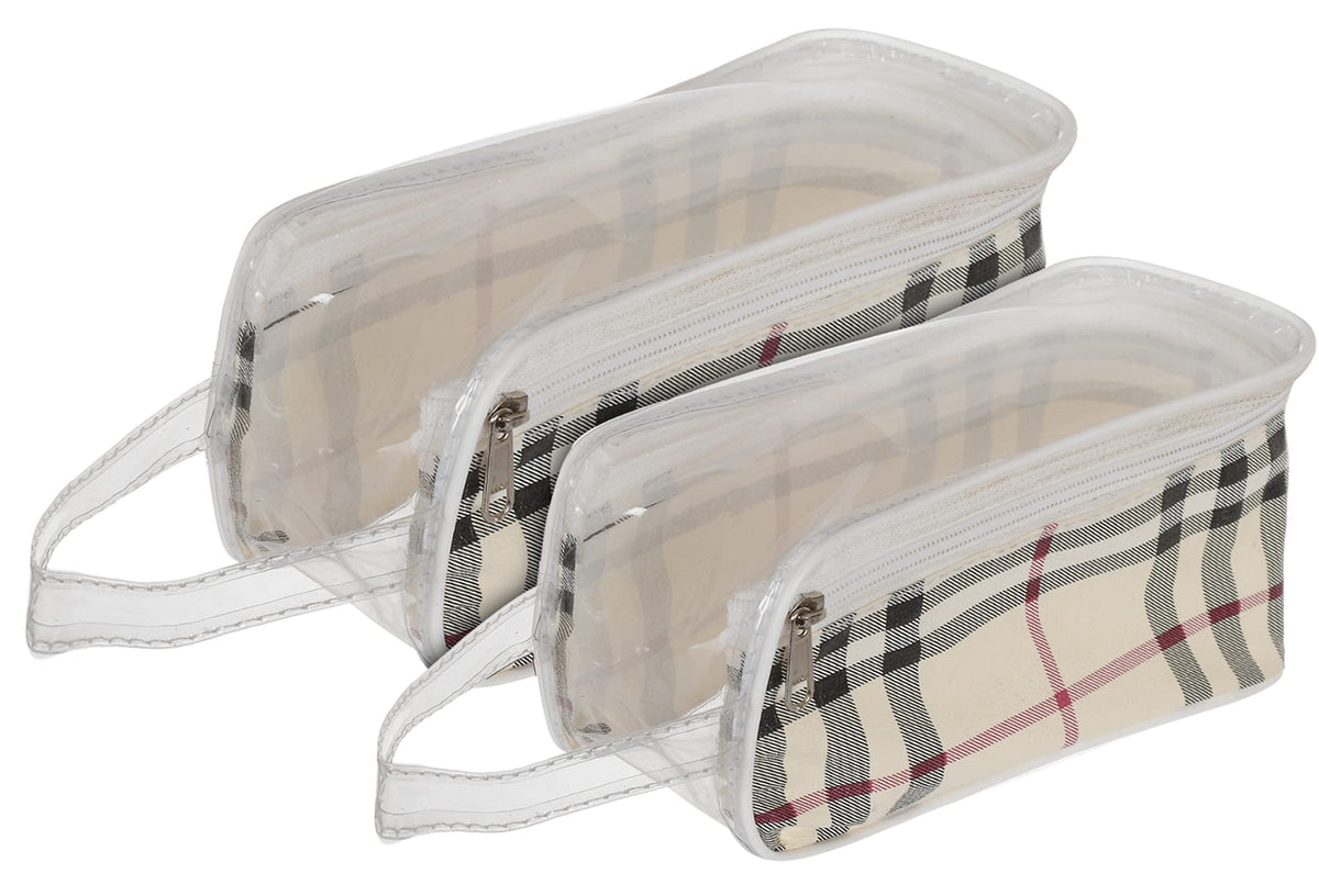 Kuber Industries Travel Toiletry Bag|Cosmetic Pouch|Toiletry Bag for Women & Men|Plastic Box Vanity Set of 2 (Cream)