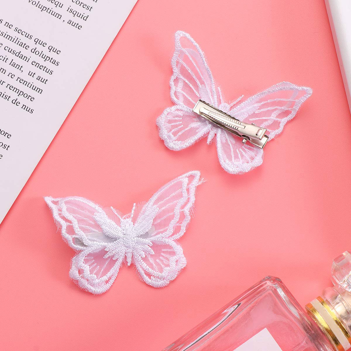 Yellow Chimes Hair Clips for Girls 4 Pcs Hairclips Emrioded Mesh Butterfly Hair Clips for Kids Hair Accessories for Toddlers and Kids